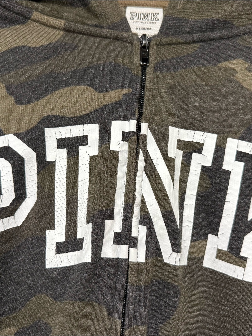 PINK Victoria's Secret Olive Camo Zip-Up Hoodie - Picture 3 of 3